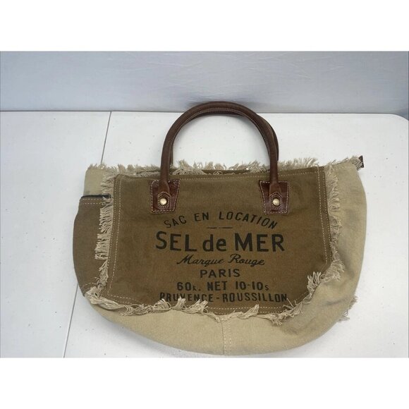 Myra‎ Bags Sel De Mer Upcycled Canvas Tote Weekender Hand Bag Two-way Strap - Picture 1 of 8
